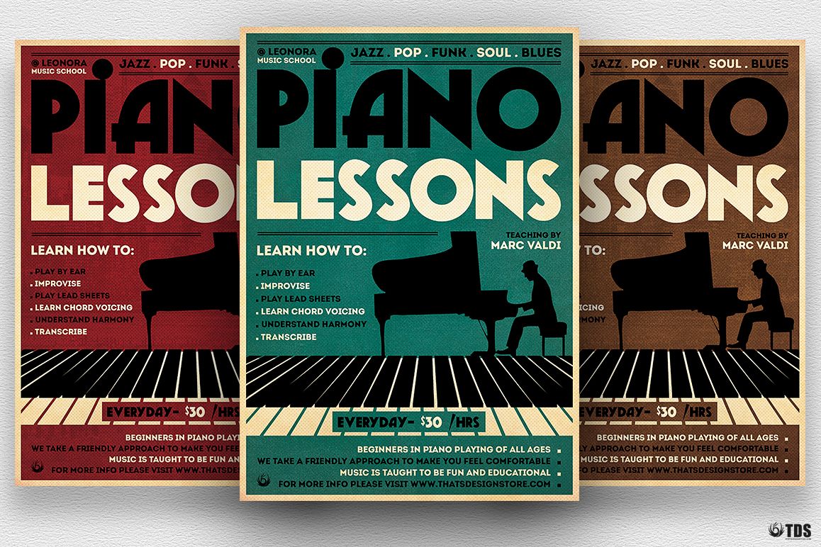 Piano Lessons Flyer Template example image 1