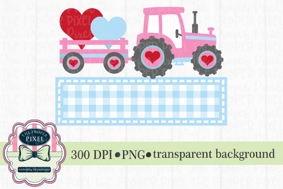 Tractor Valentine Design for girls, PNG sublimation download example image 1