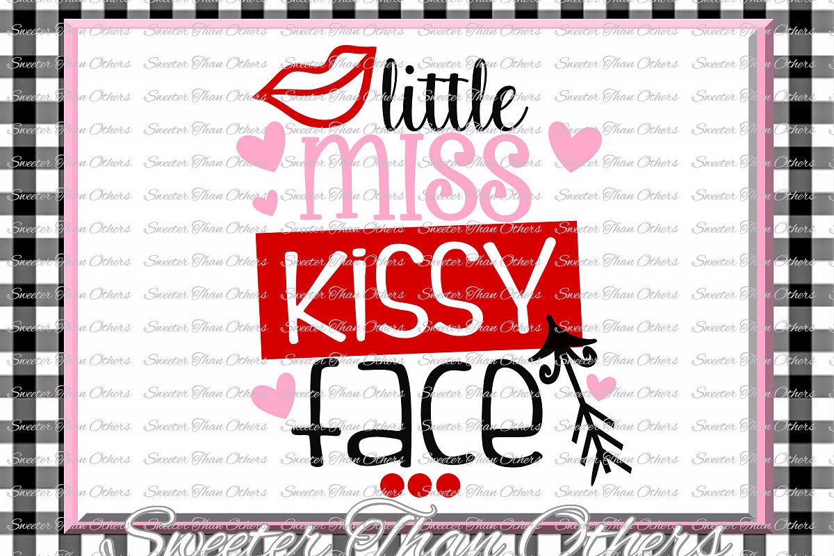 Little Miss Kissy Face Svg Silhouette Valentines svg example image 1