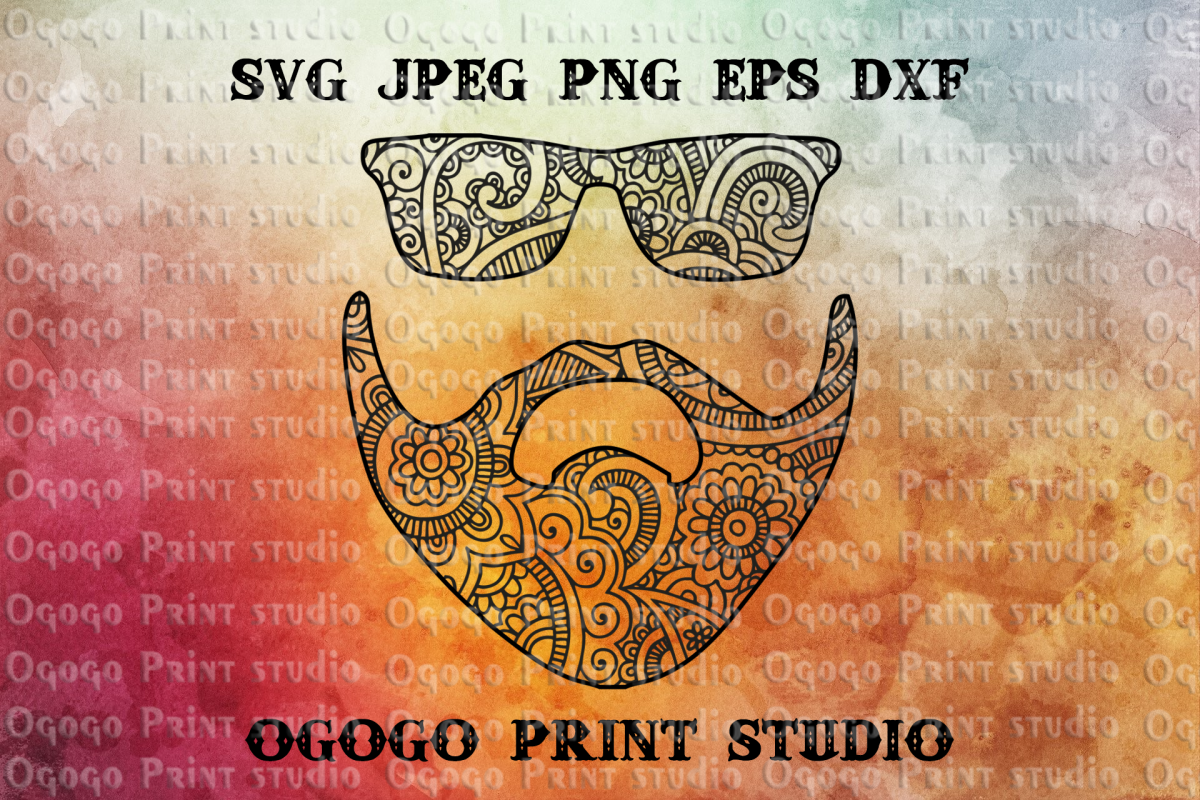 Download Beard SVG, Mustache SVG, Zentangle SVG, Mandala Svg, Father