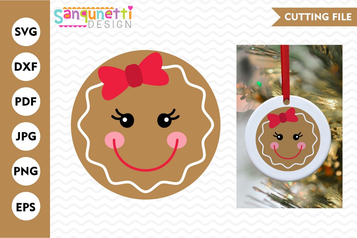 Download Gingerbread girl face SVG, christmas character cutting files