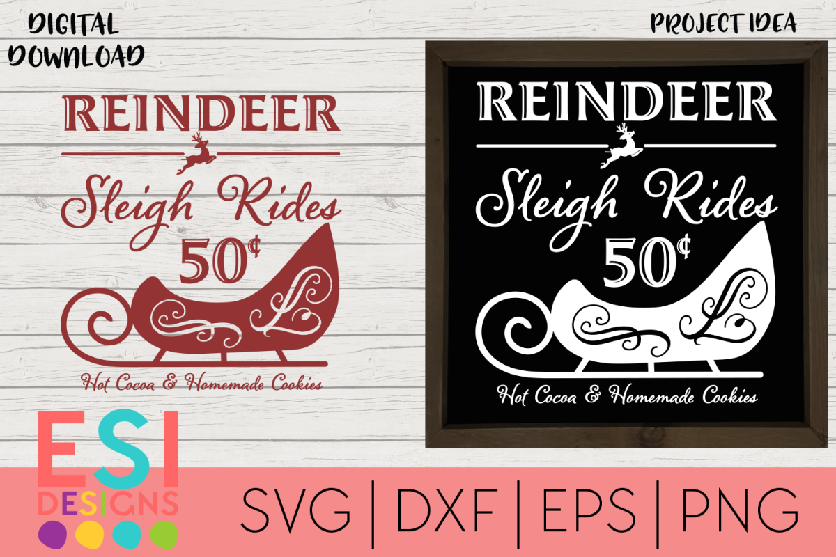 Download Christmas SVG | Reindeer Sleigh Rides | Wood Sign SVG