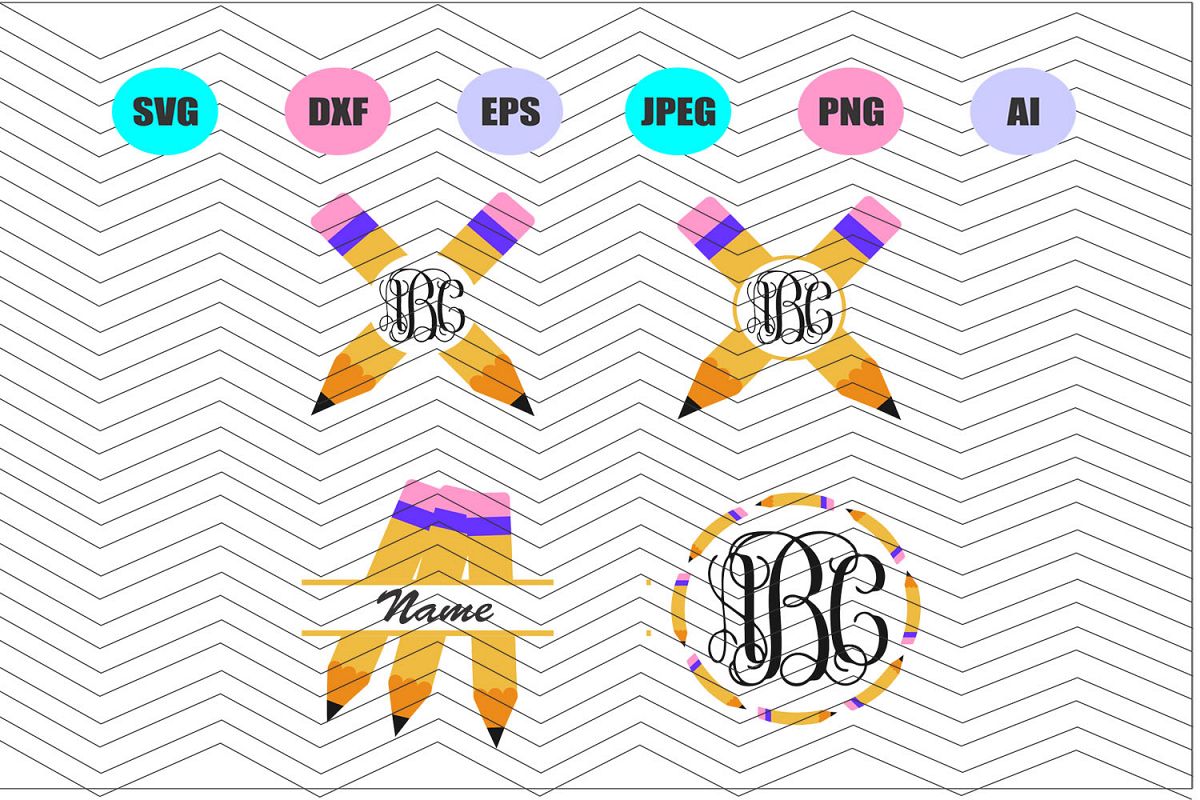 Pencils monogram Svg Vector File Cricut Design Vinyl Decals example image 1
