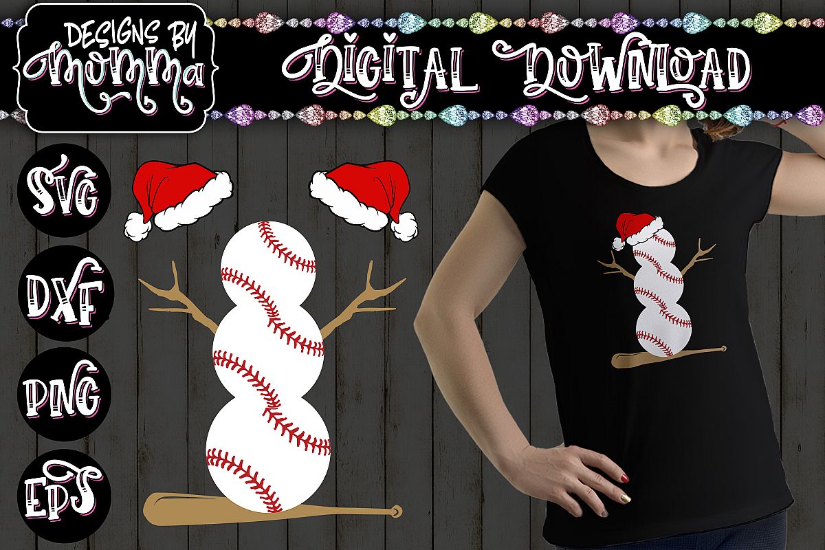 Baseball Snowman SVG example image 1