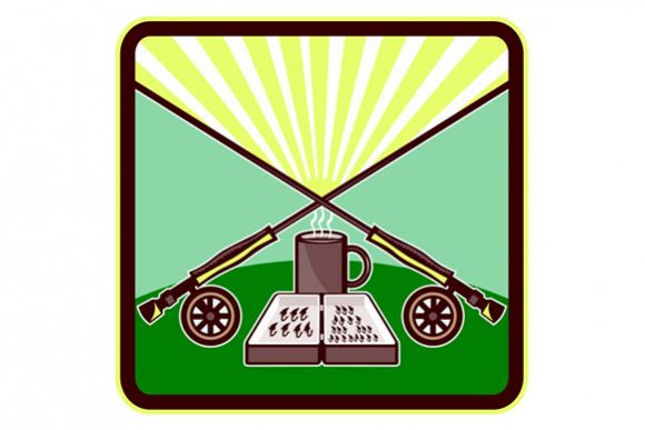 Fly Box Crossed Rod Mug Square Retro example image 1
