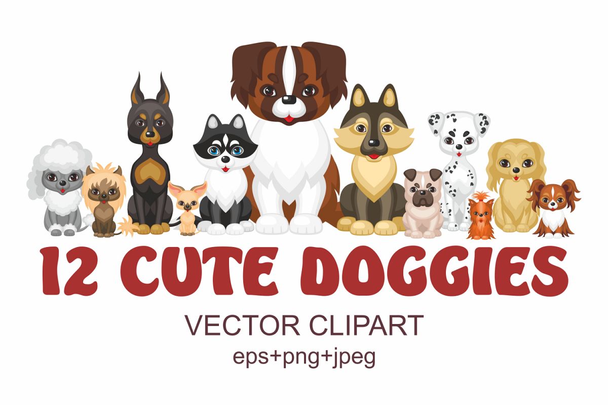 Download 12 Cute Doggies 17026 Illustrations Design Bundles