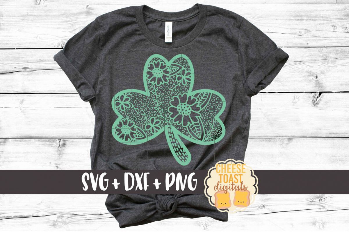 Shamrock - Zen Doodle Art - St Patrick's Day SVG PNG DXF example image 1