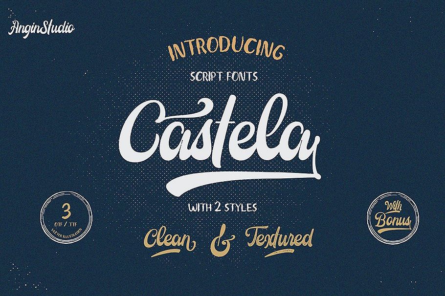Castela 3 fonts with extras example image 1