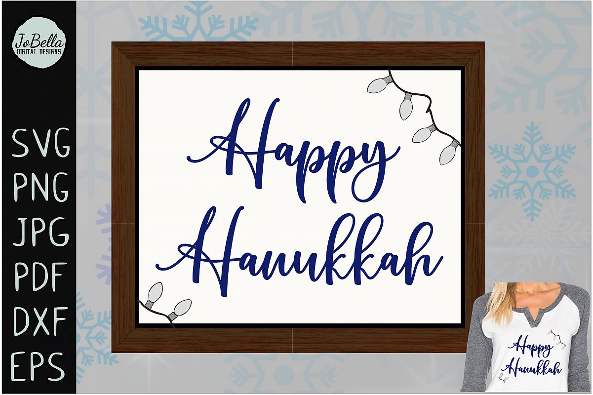 Lights And Happy Hanukkah SVG, Printable and Sublimation PNG example image 1
