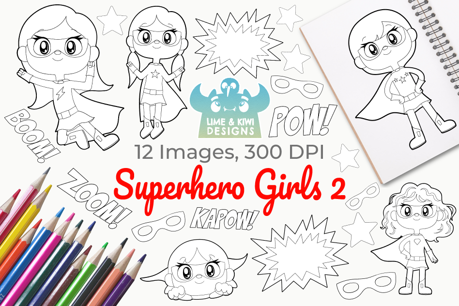 Superhero Girls 2 Digital Stamps example image 1