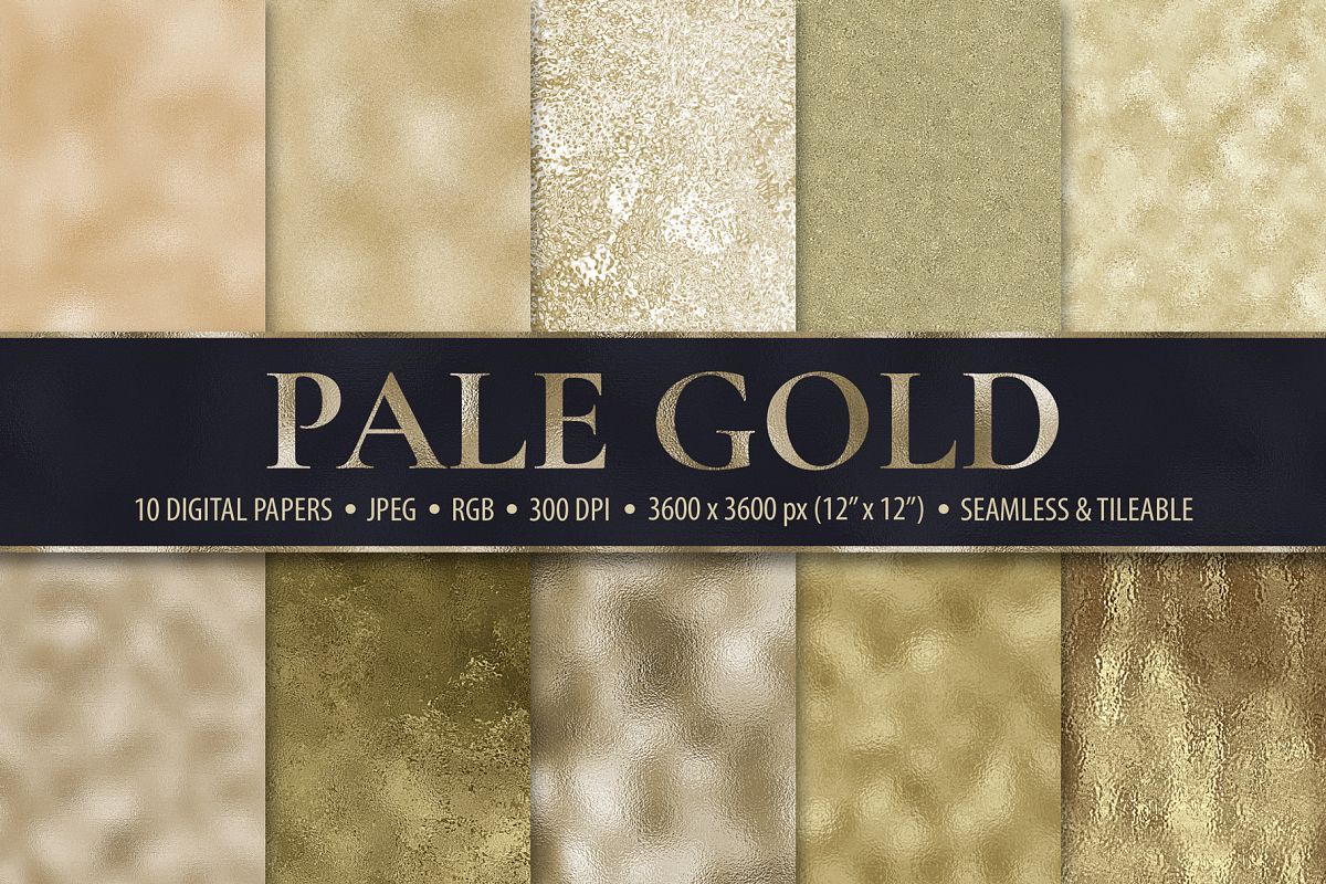 Pale Gold Foil Textures - 10 Seamless Digital Papers example image 1
