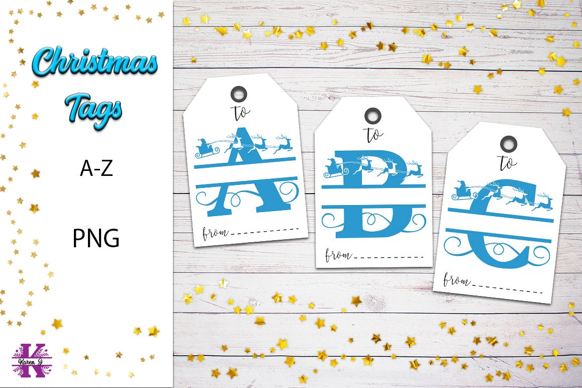 Christmas Monogram Tags- A-Z PNG example image 1