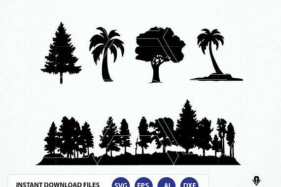 Download Forest SVG File. Trees Svg. Trees Silhouette - Fine Tree, Palm Tree Vector. Forest Silhouette ...