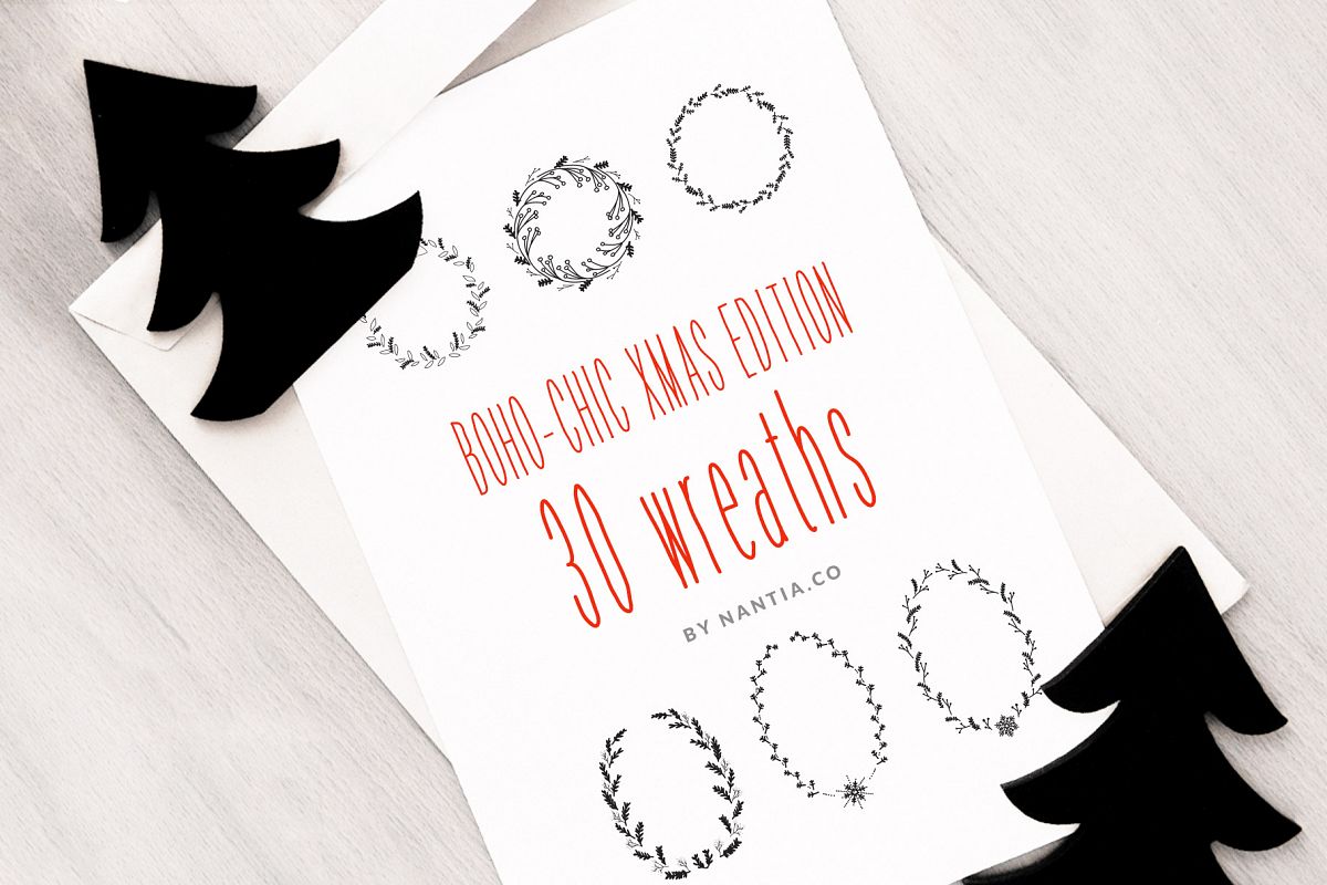30 Christmas Vector Wreaths example image 1