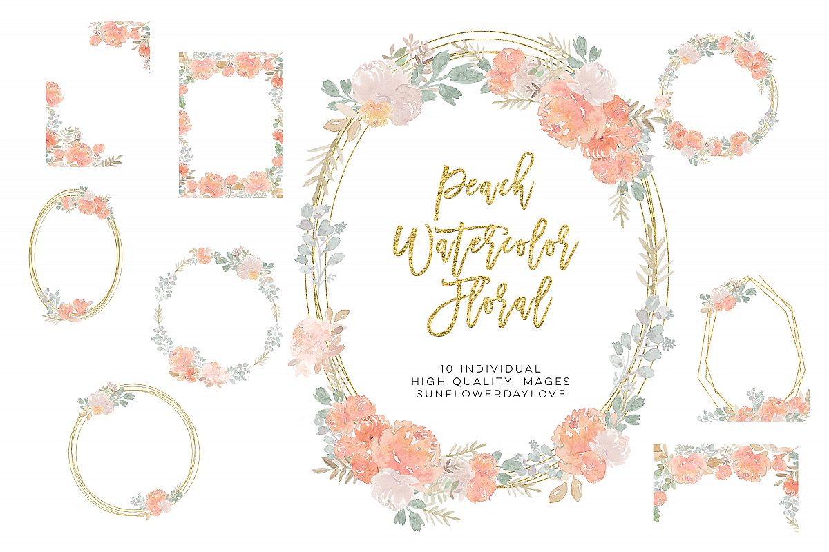 fall floral clipart, Dusty Rose Pink Peach Watercolor Floral example image 1