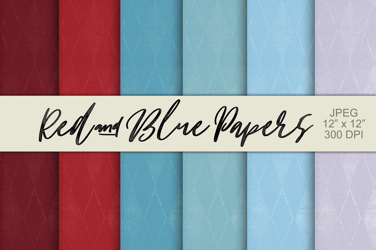 Digital Paper Textured Backgrounds - Red & Blue example image 1