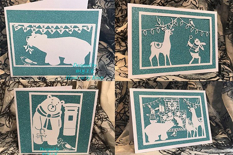 Bird and Bear's Xmas Collection x 8 papercutting templates example image 1