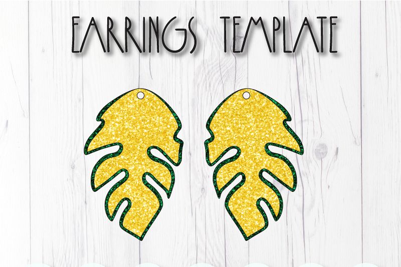 Leaves earrings template SVG, DIY earrings template example image 1