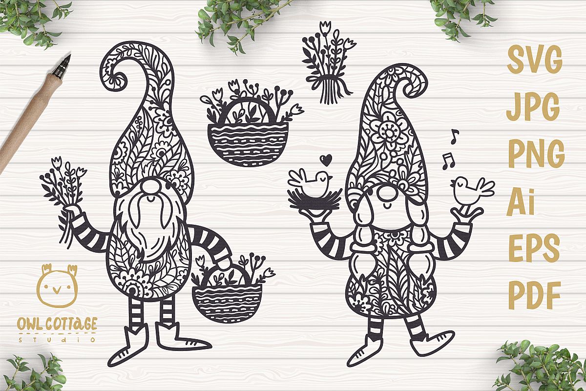 Spring Floral Gnomes SVG, Mr. and Mrs Gnomes, Tomte