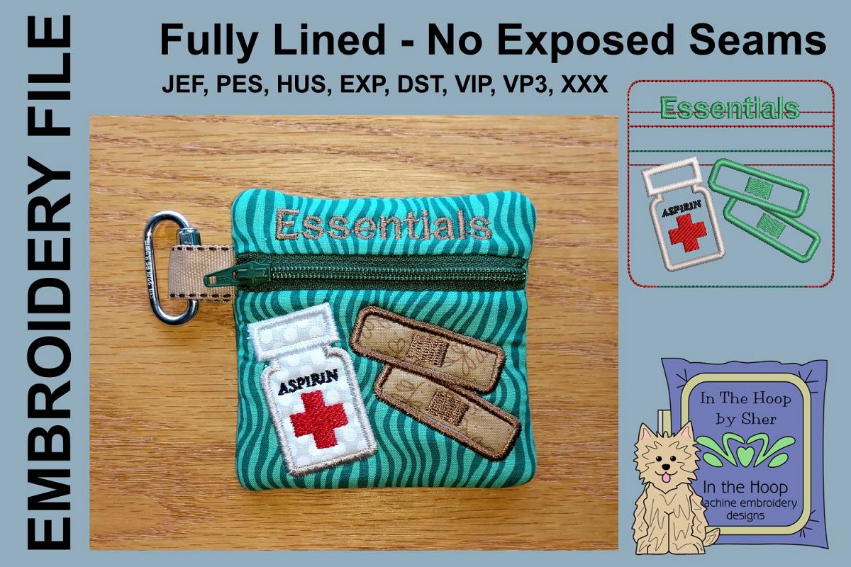 First Aid Mini Zipper Bag / Fully Lined, 4X4 HOOP example image 1