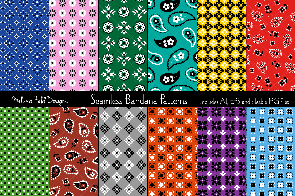 Seamless Bandana Patterns (148551) Patterns Design Bundles