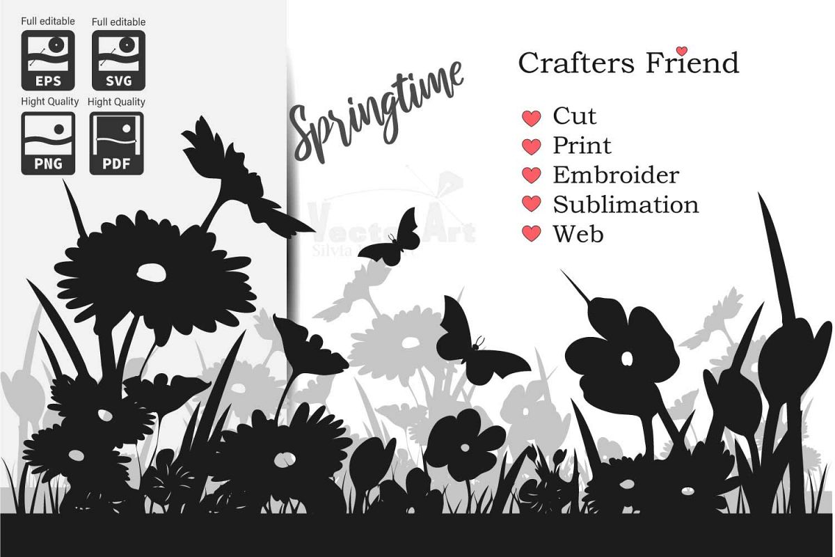 Spring Flowers - Cut File for Crafter example image 1