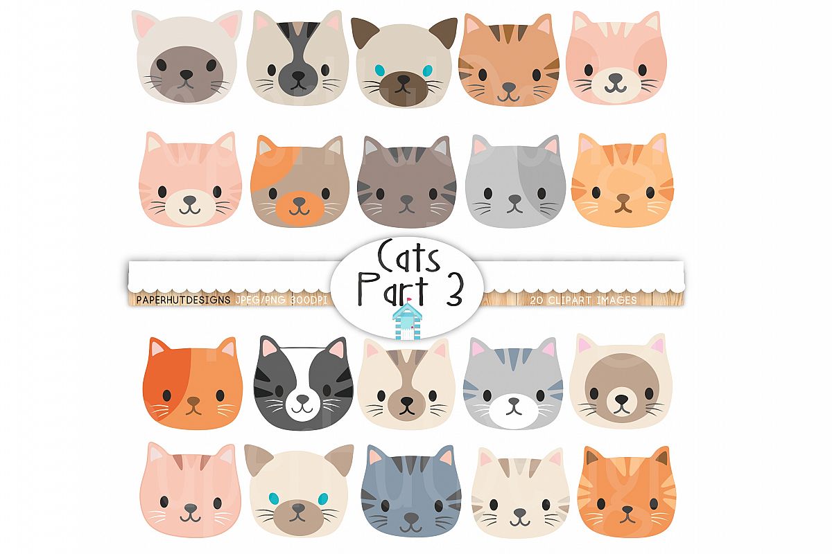 Cat Faces Clipart-Cute Kitten Faces Clipart example image 1