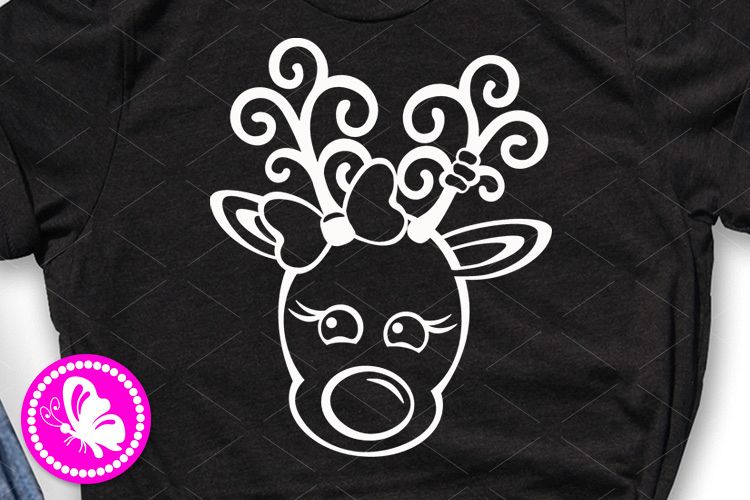 Deer head svg Baby girl design Christmas clipart Reindeer example image 1