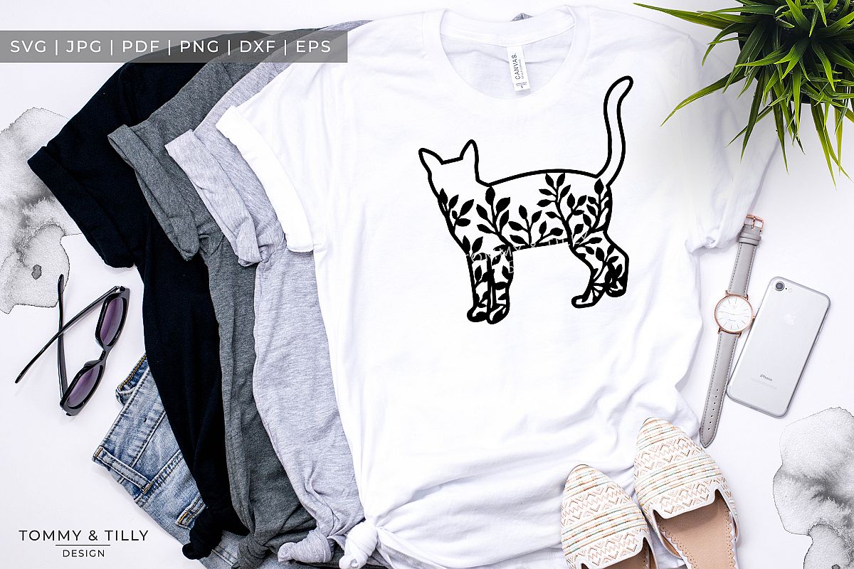 Foliage Cat No. 1 x 3 - Papercut Template SVG EPS DXF PNG P example image 1