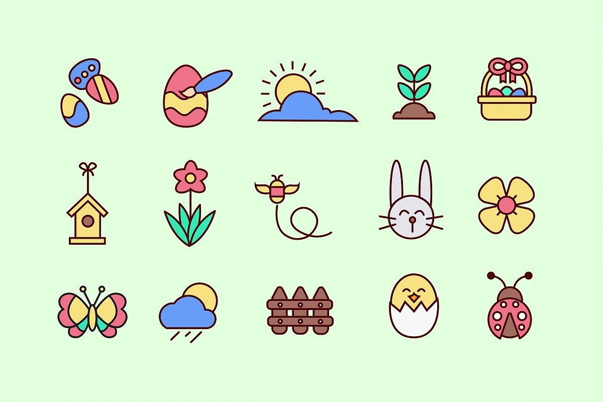Easter Cuties Icons example image 1