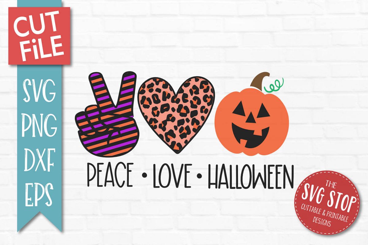 Peace Love Halloween SVG, PNG, DXF, EPS example image 1