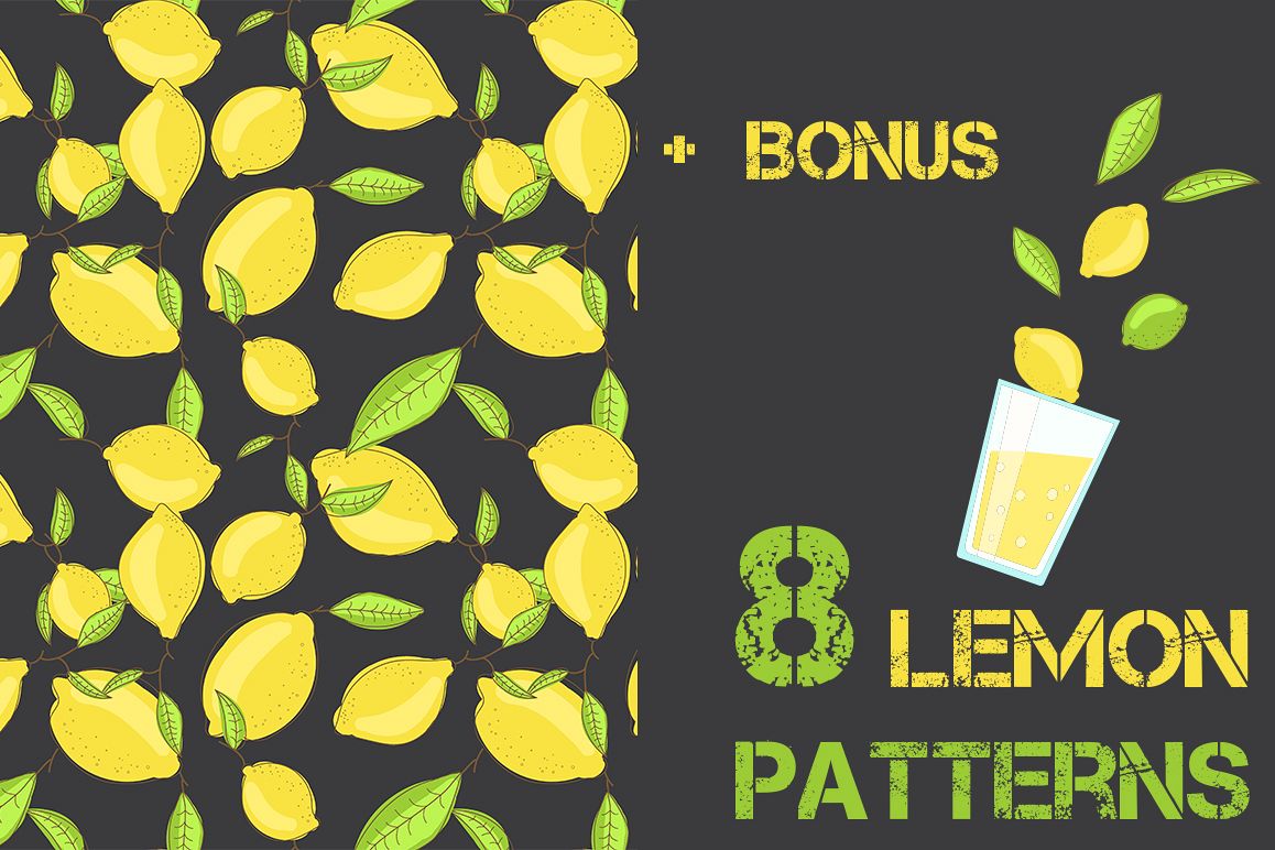 Lemon citrus pattern - set of 8 example image 1