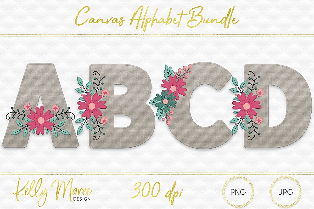 Canvas & Floral Alphabet Graphic Bundle example image 1