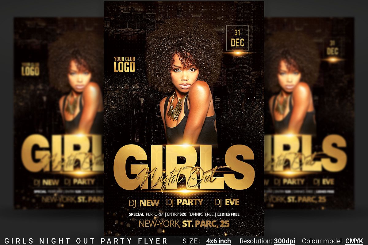 Girls Night Out Party Flyer example image 1