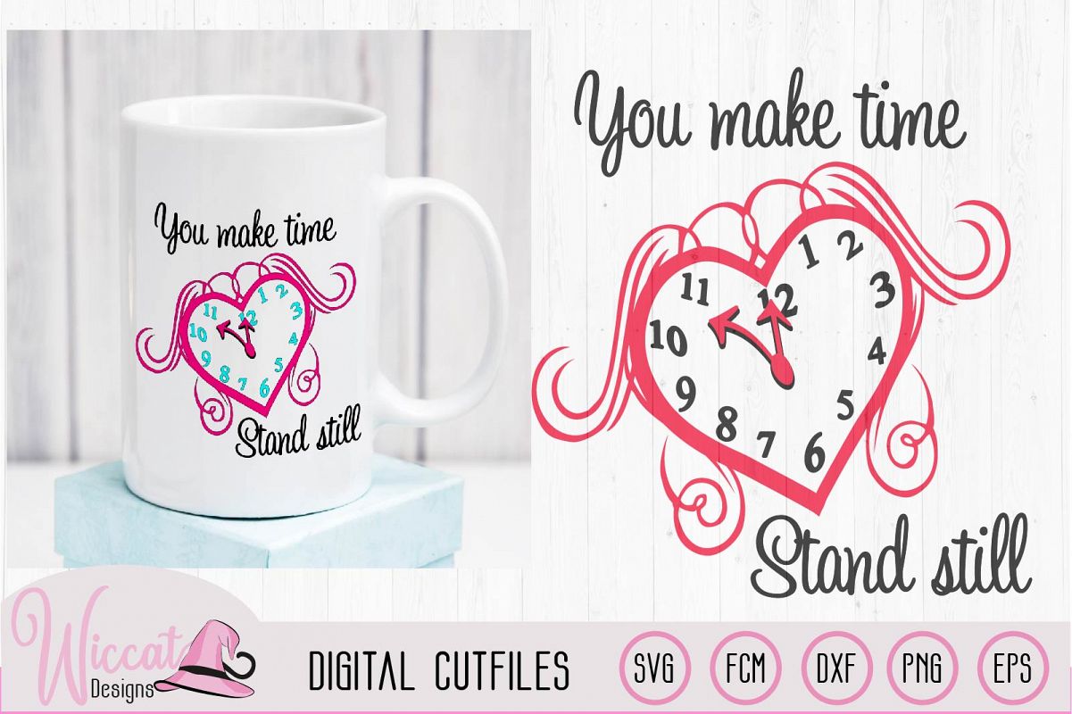 Valentine Clock Heart svg, Love quote svg, example image 1