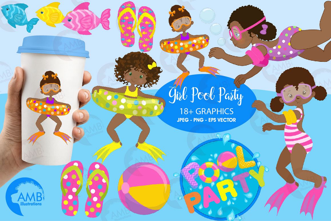Pool party Mega clipart, graphics pack AMB-1998 example image 1