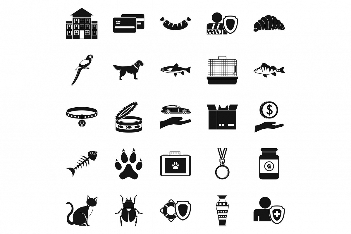 Kitten icons set, simple style example image 1