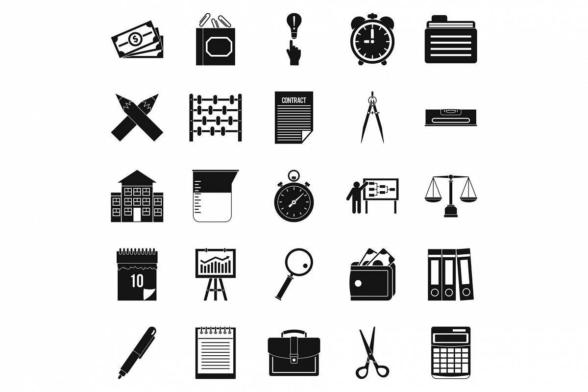 Calculator icons set, simple style example image 1