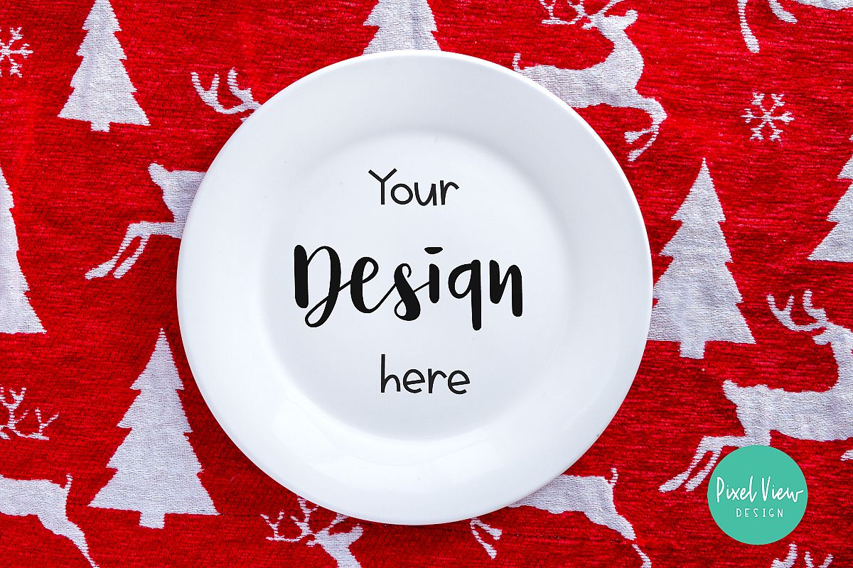White Plate Mock-up | Christmas example image 1
