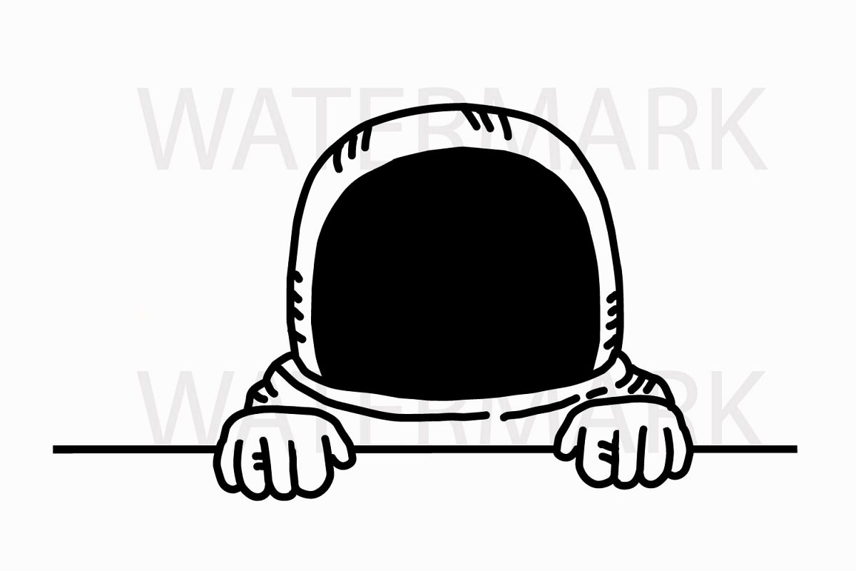 Astronaut Peeping and saying hello - SVG/JPG/PNG Hand Drawing example image 1