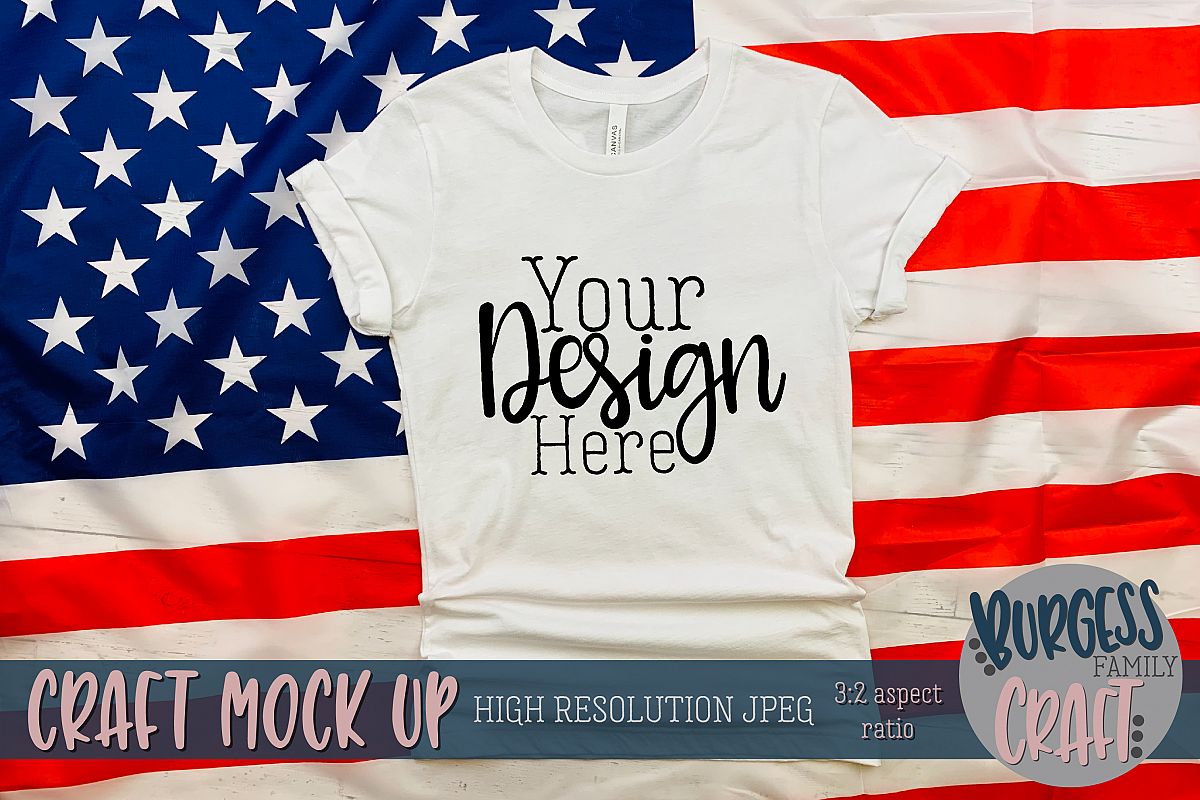 Patriotic USA white shirt Craft mock up | High Res JPG example image 1