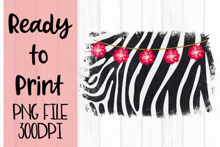 Zebra and Flowers Background Ready to Print example image 1