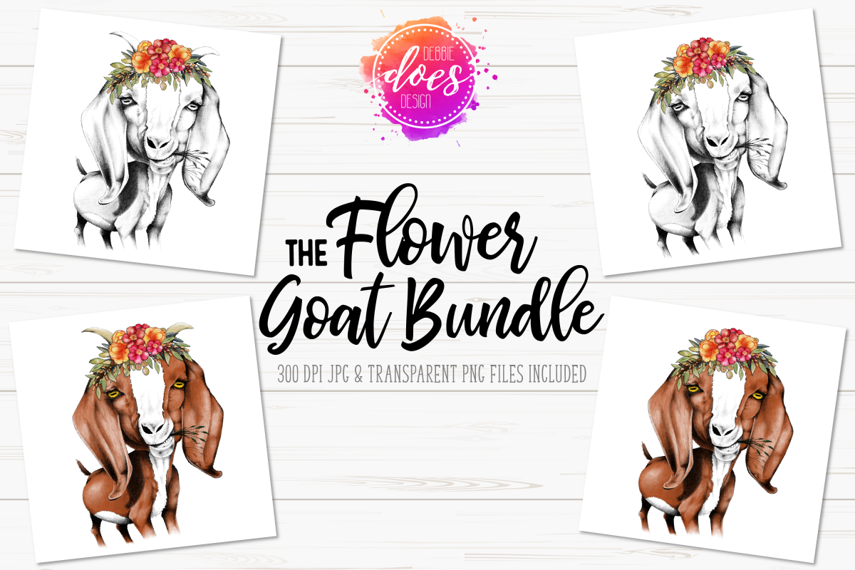 The Flower Hand Drawn Goat Bundle example image 1