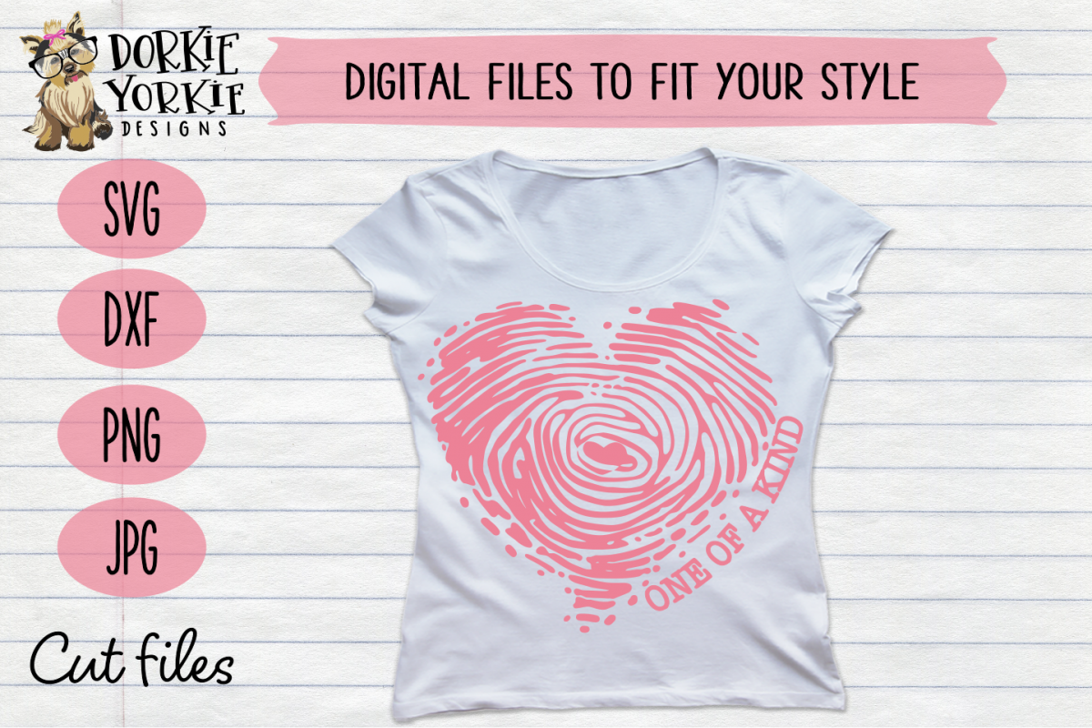 One of a Kind Heart Fingerprint - Flourish - SVG cut file example image 1