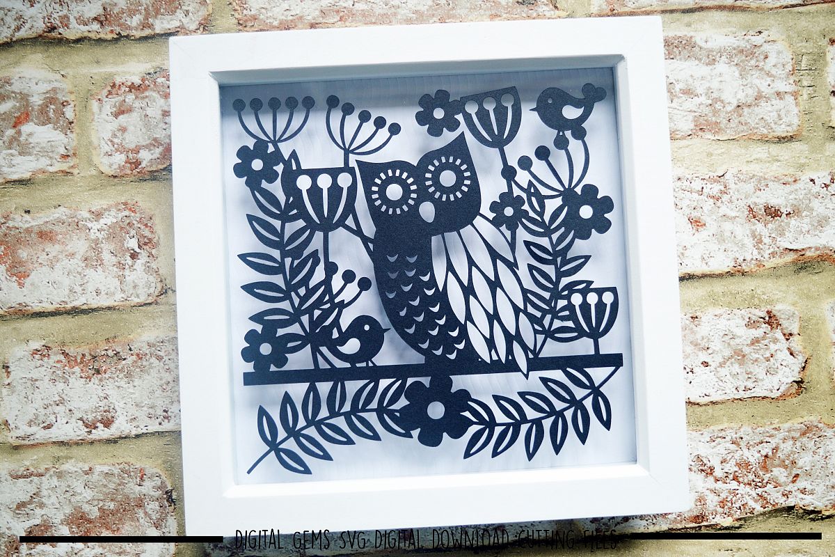 Owl paper cut SVG DXF EPS files example image 1