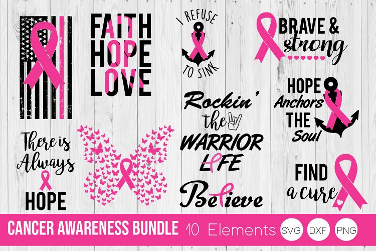 Download Cancer Awareness Bundle SVG Cut Files