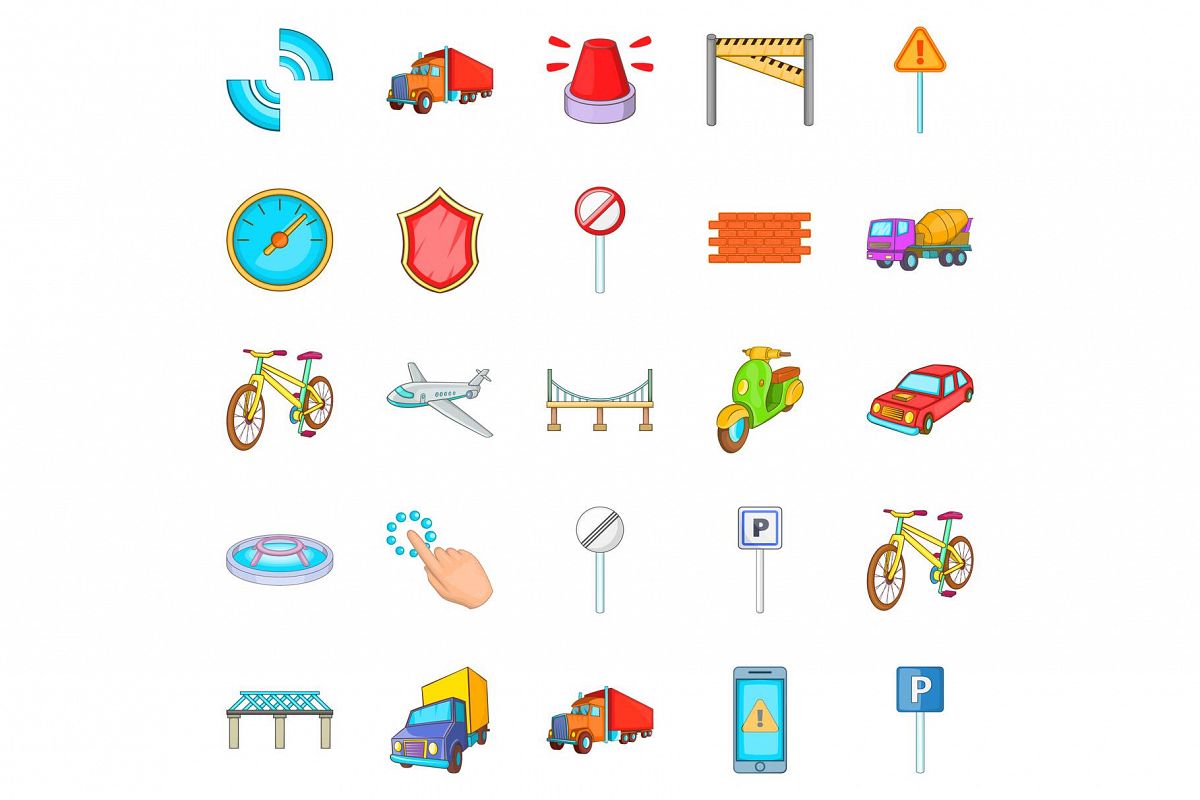 City icons set, cartoon style example image 1