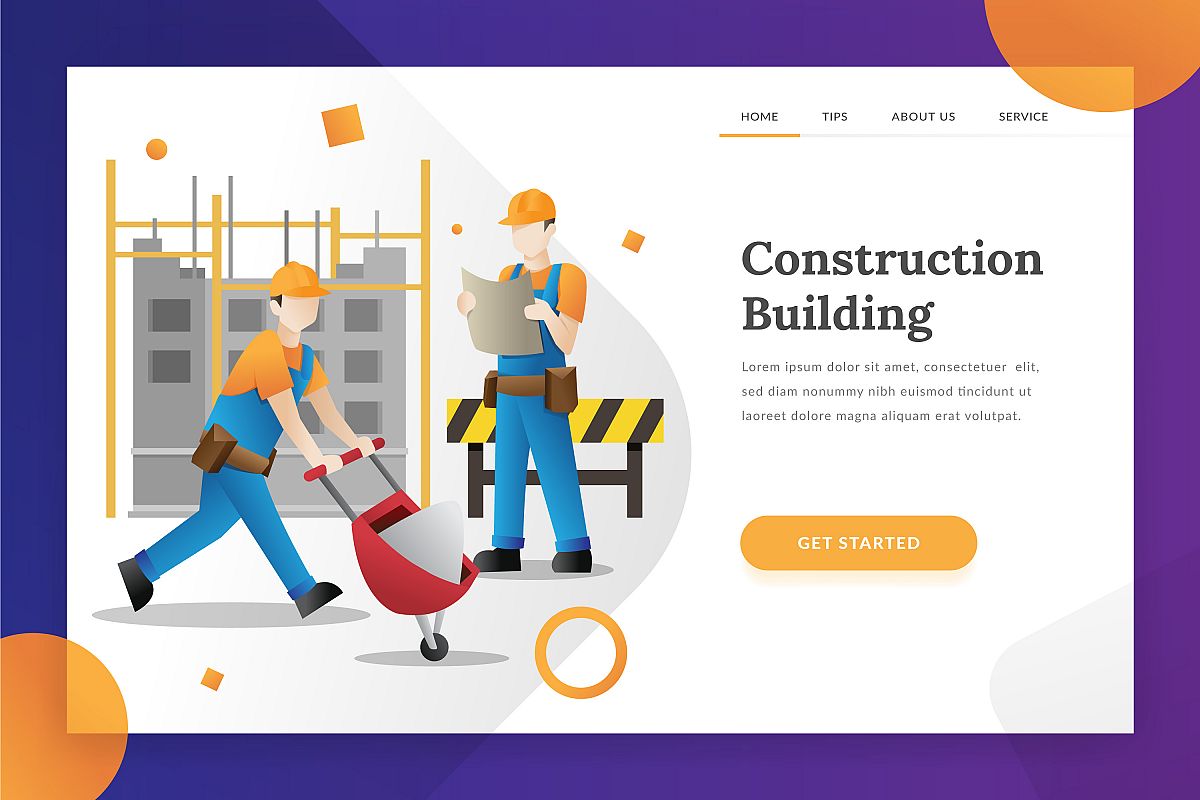 Construction building - landing page illustration example image 1