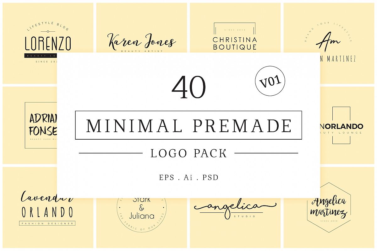 Minimal Premade Logo Bundle V01 example image 1