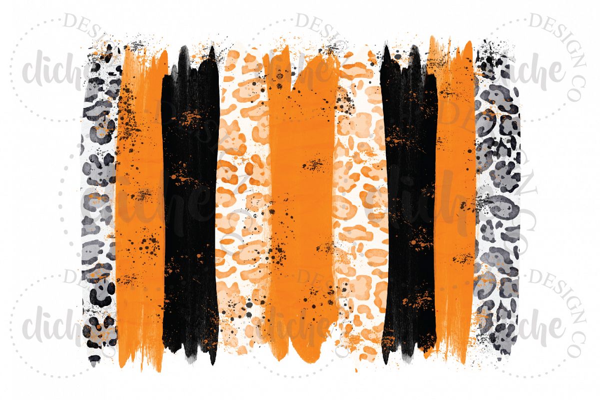 Orange Black Paint Stroke Sublimation Design Background example image 1